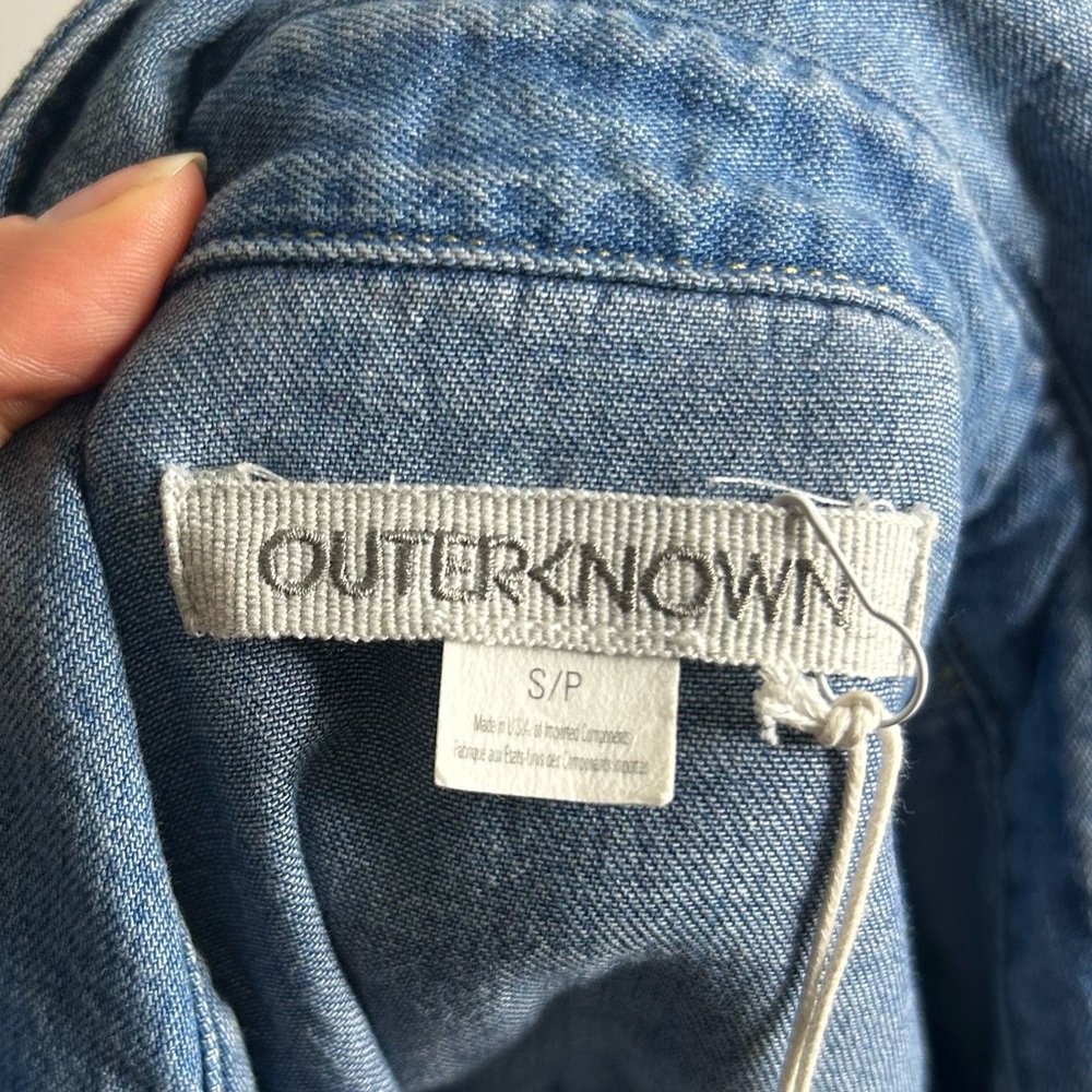 NWT Outerknown 100% Organic Cotton Denim Pearl Snap Button Down Long Shirt - Picture 13 of 16